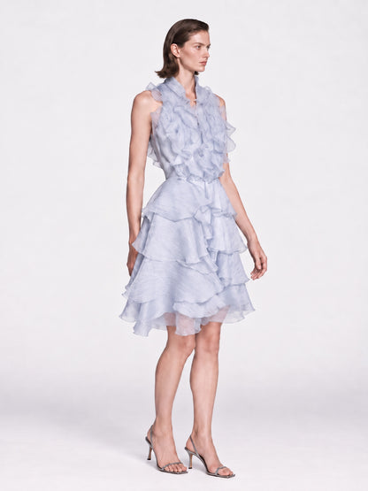 Juliette Mesh Ruffle Sleeveless Mini Dress
