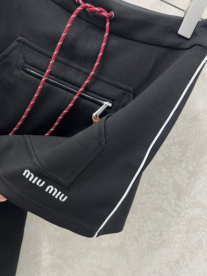 Miumiu Hooded Jacket and Skirt Set Black Cotton