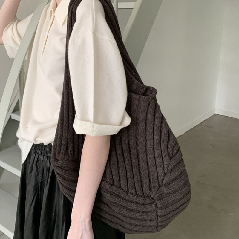 Chunky Knit Large Capacity Commuter Shoulder Bag