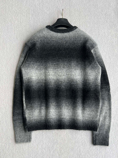 Chanel 25 Bow Round Neck Sweater Black Gray Cashmere 316413