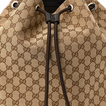 Monogram Dollar Calfskin O Drawstring Backpack Beige Ebony Testa di Moro Dark Chocolate