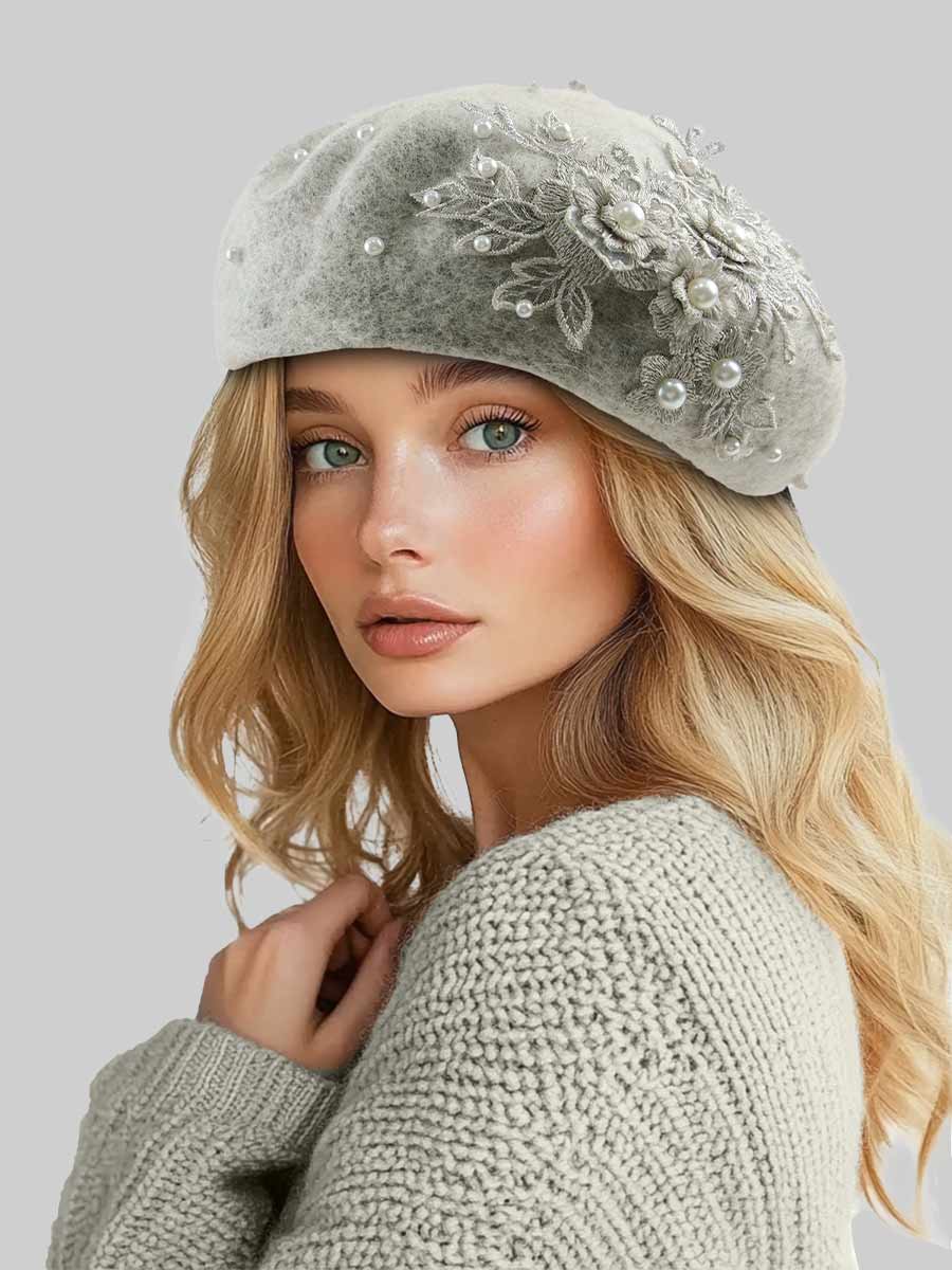 Mariana Pearl Beaded Lace Beret