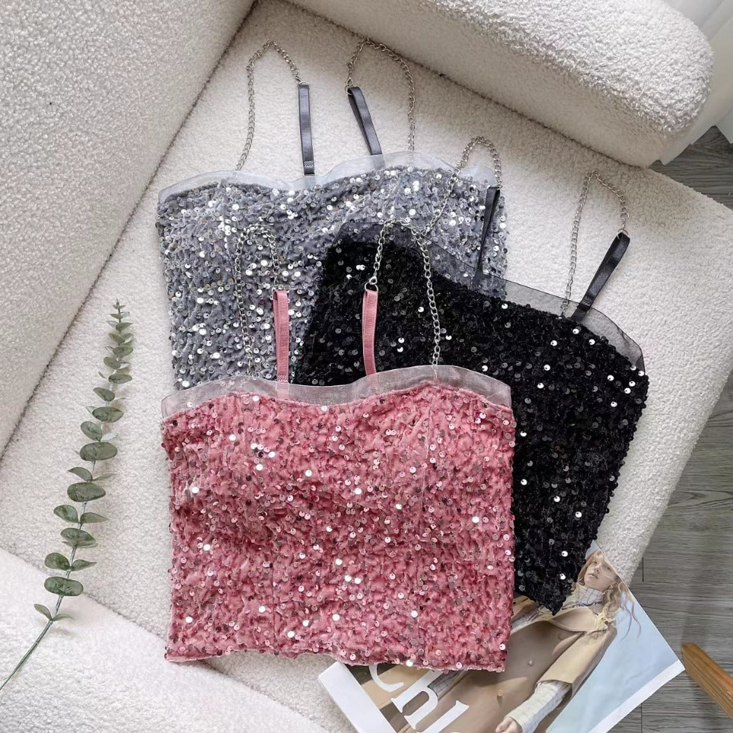 Vesty - Bright Sequin Party Tank Top - Slimming &amp; Chic