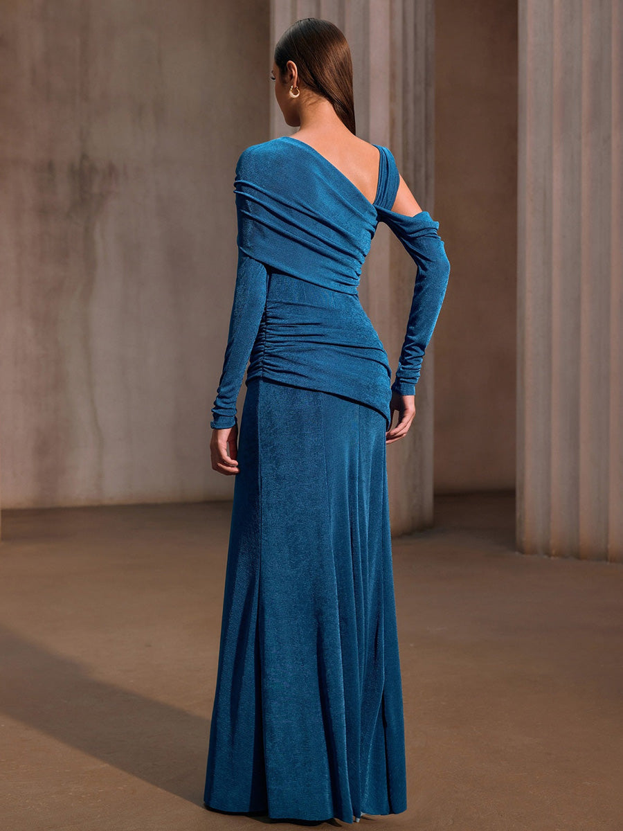 Natalia One Shoulder Ruched Maxi Dress
