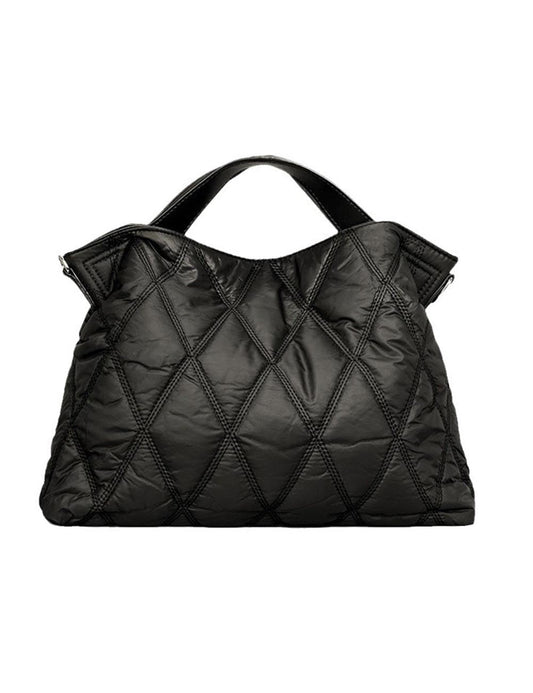 Trendy Solid Cotton Padded Tote Shoulder Bag