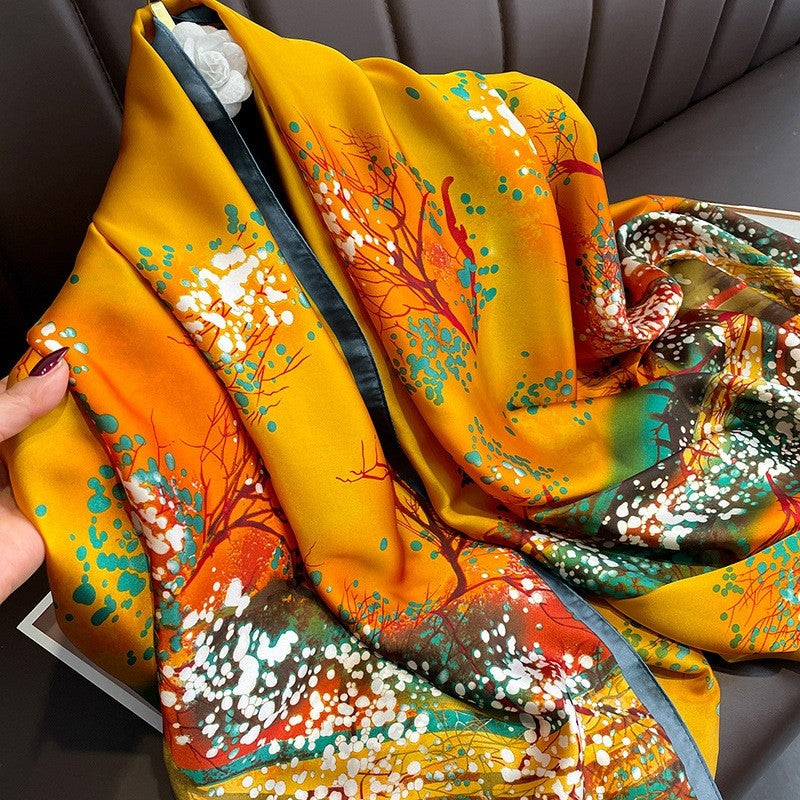 Sunproof Extended Print Faux Silk Scarf