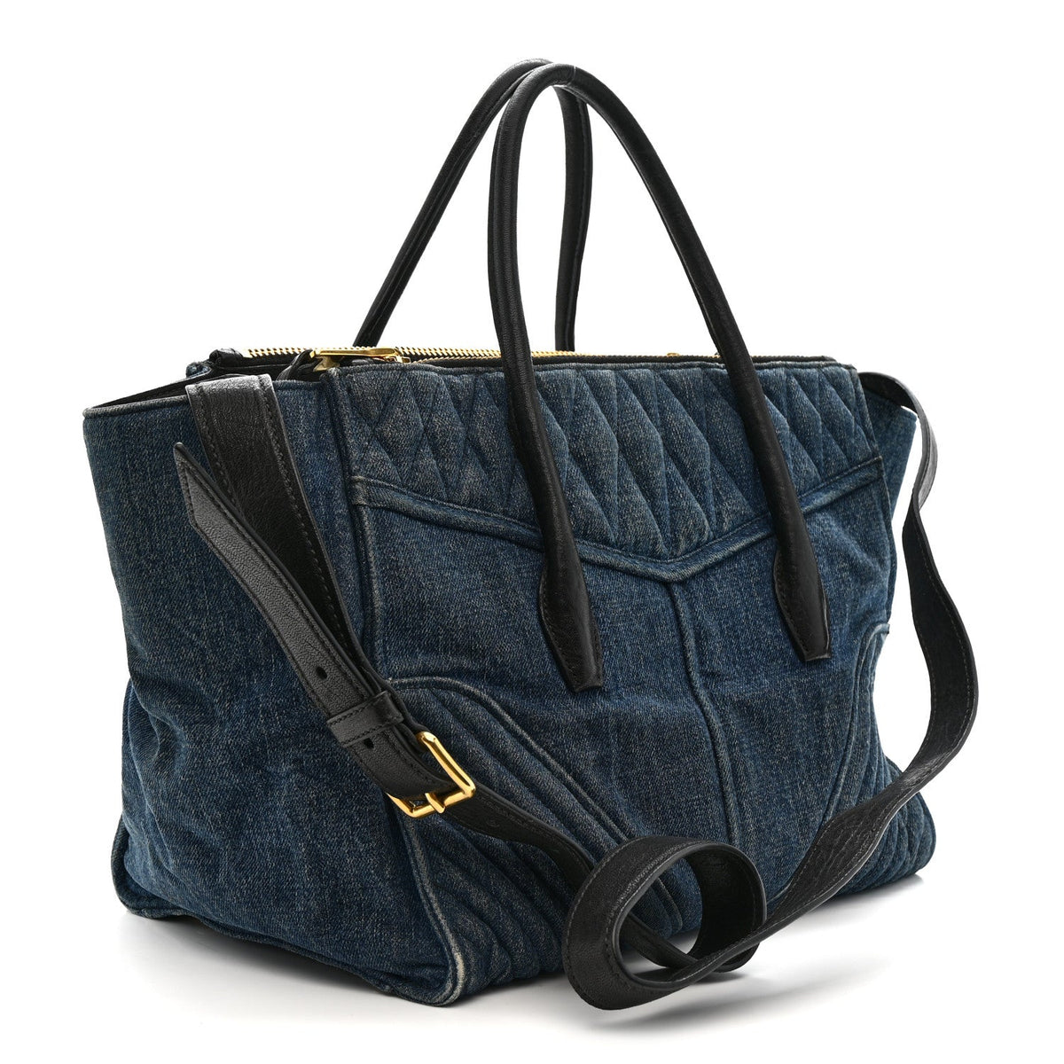 Denim Matelasse Biker Tote Avio