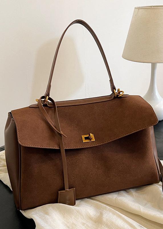 Top Handle Leather Satchel With Gold Tone Hardware