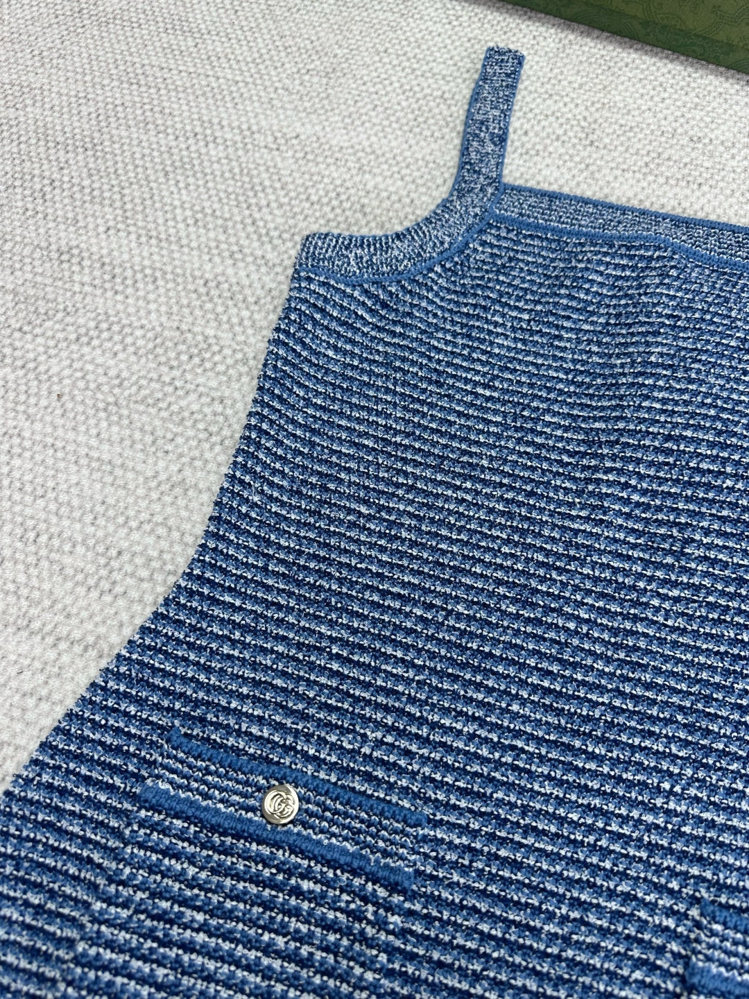 Gucci Striped Suspender Dress Blue Cotton