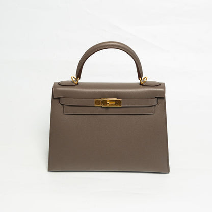 Hermès Kelly II Sellier 28 Etoupe Handbag