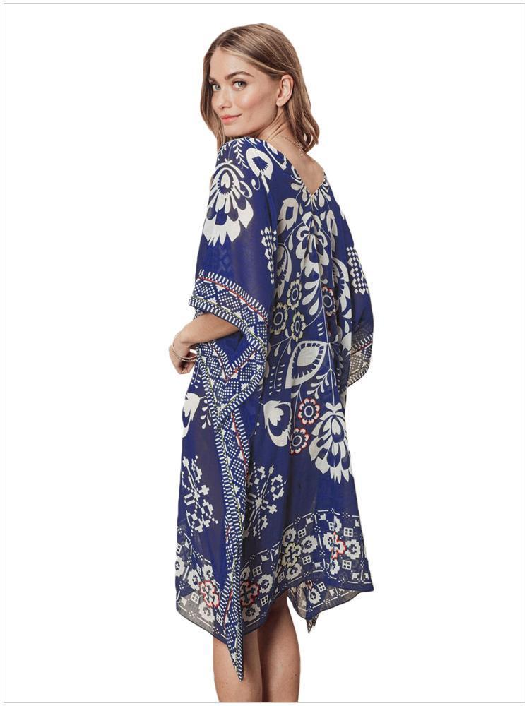 Print Chiffon Loose Beach Bikini Cover Up