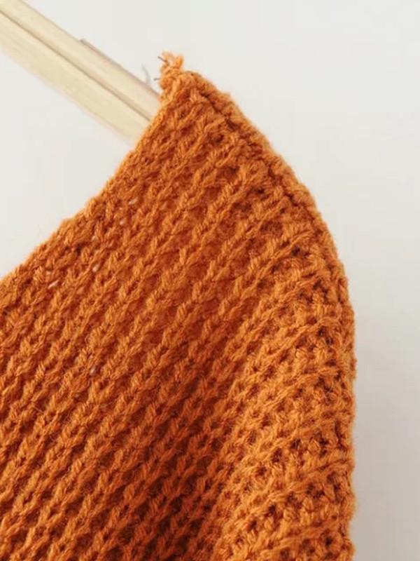 Fashion Solid Color V-Neck Halterback Bandage Sweater Tops
