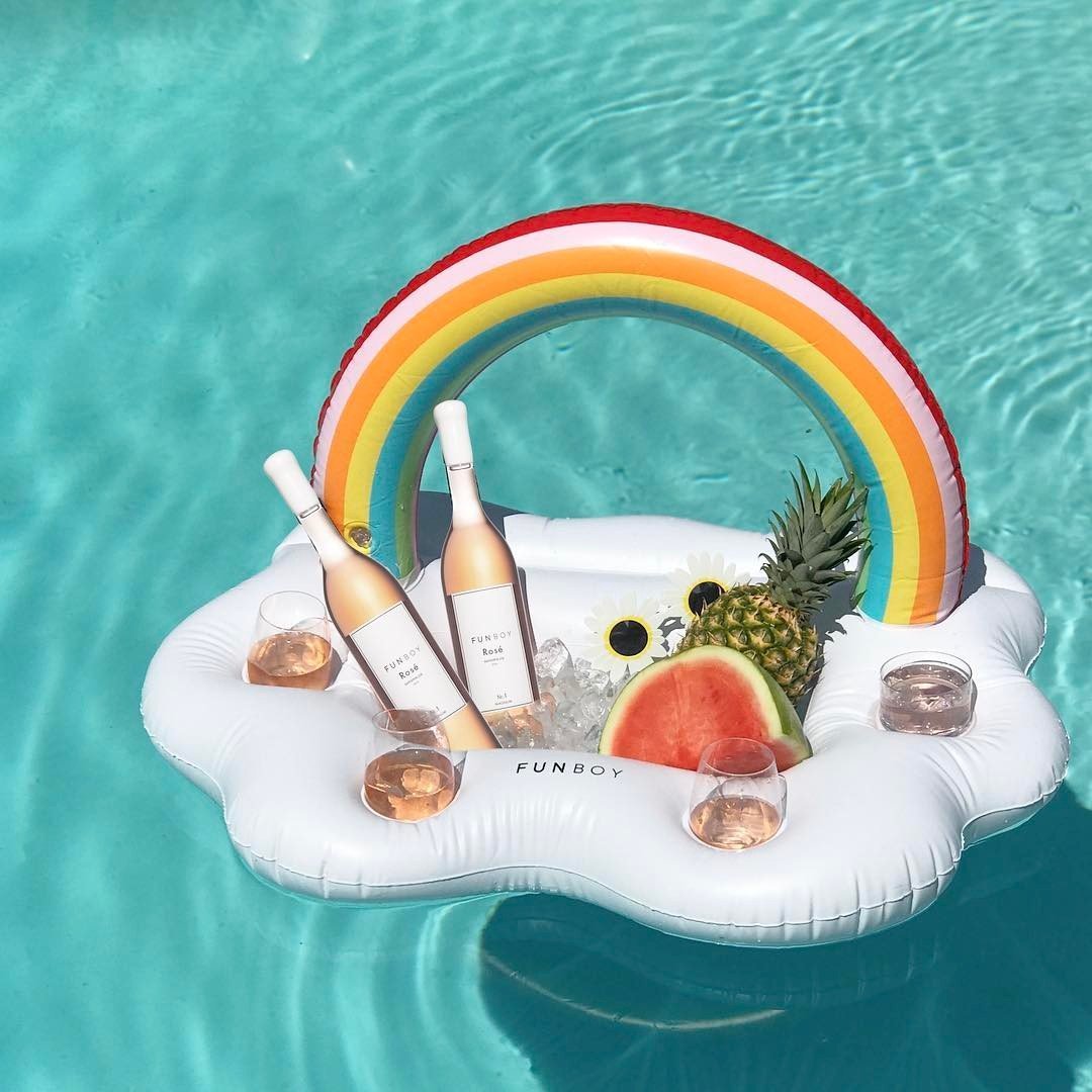 Rainbow Inflatable Floating Wine Serve Swimming Toy