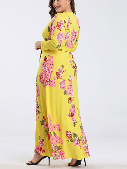Summer Floral V Neck Clothes For Pregnant Women Printing  Long Sleeve Dress