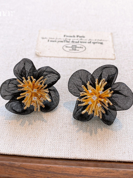 Earwish - Vintage Chiffon Flower Earrings with Fashion Design Sense