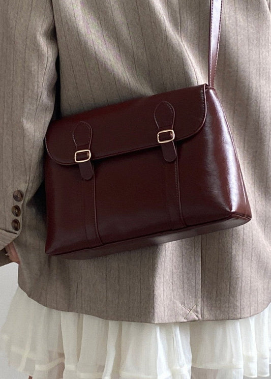 Shoulder Messenger Bag Burgundy Leather Vintage