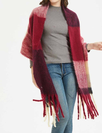 Soft Plaid Striped Tassel Warm Winter Scarf