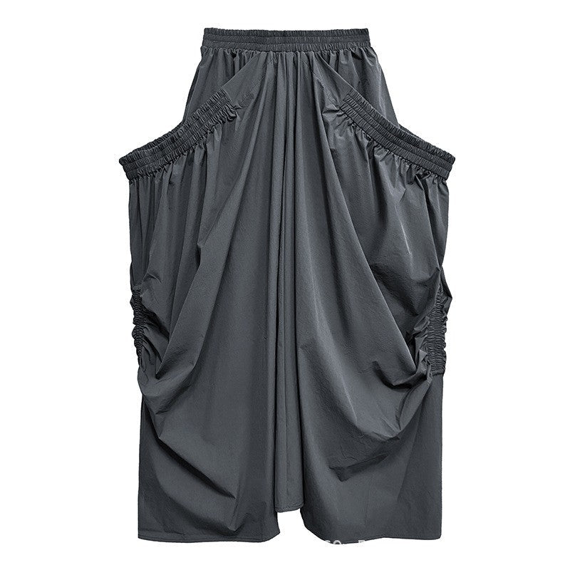 Cotton Pleated High Waist Loose Skirt