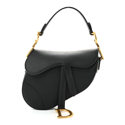 Grained Calfskin Mini Saddle Bag Black