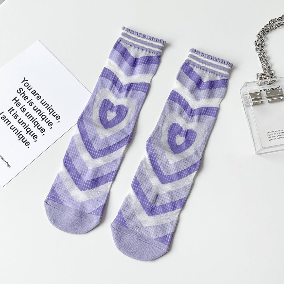 Rufia - Hollow Heart Pattern Mid-Calf Stockings