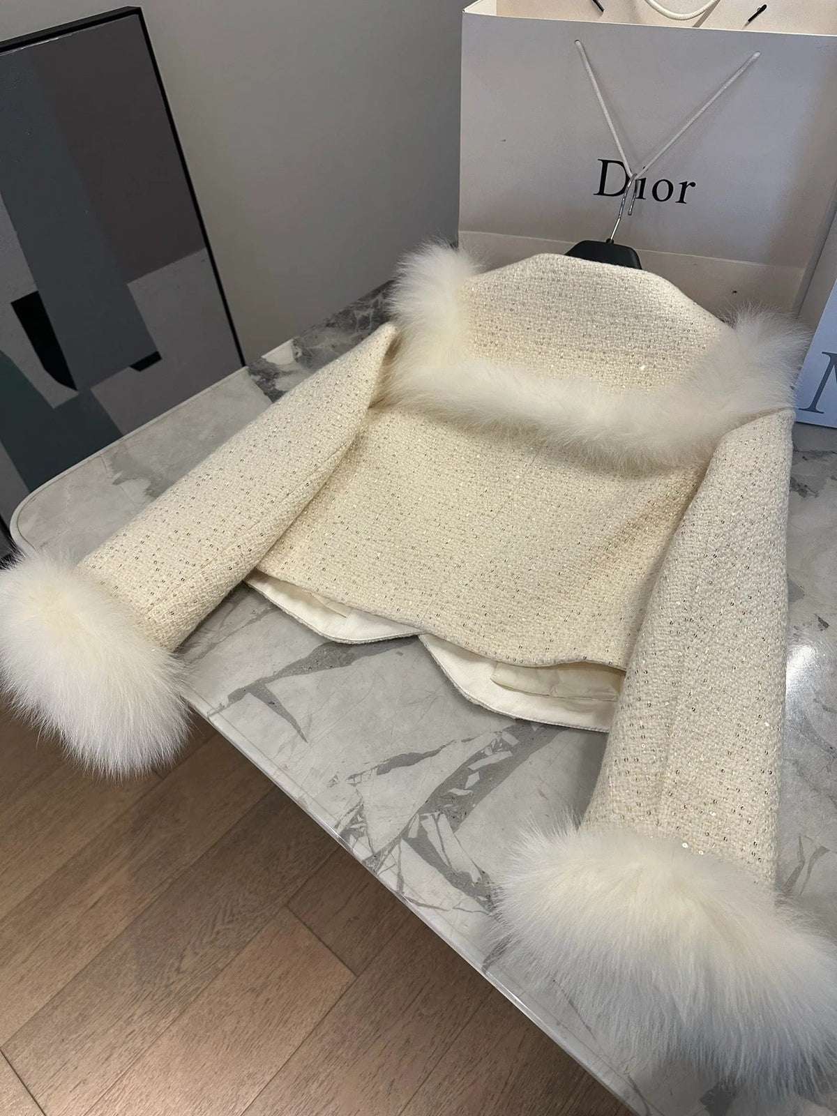 Chanel 2026 Jacket White Tweed Fur