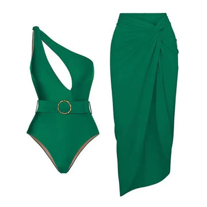 Secy - Green Sexy One-Piece Swimsuit Set