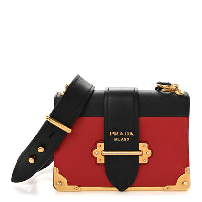 City Calfskin Saffiano Cahier Bag Fuoco Black