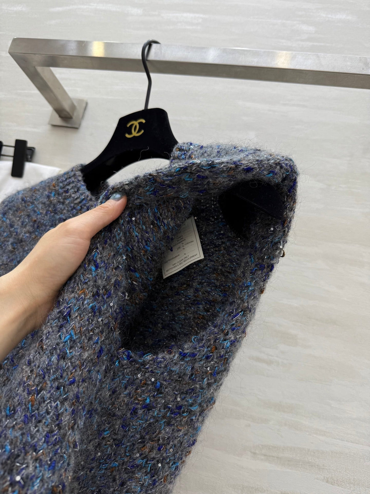 CC Vest Grey Multicolor Mohair Plush Yarn 343294