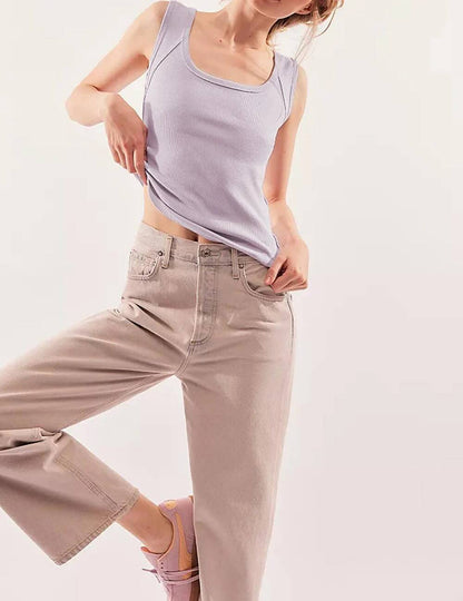 Square Neck Solid Color Tank Top
