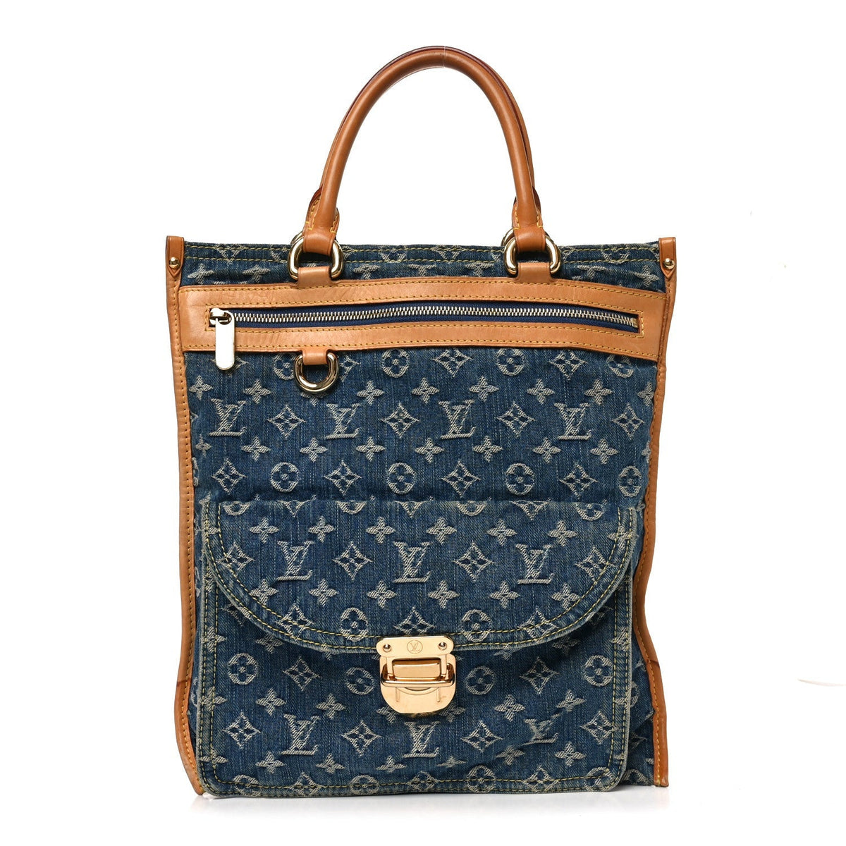 Monogram Denim Sac Plat Blue