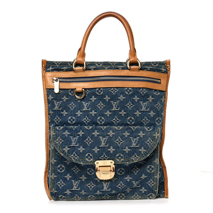 Monogram Denim Sac Plat Blue