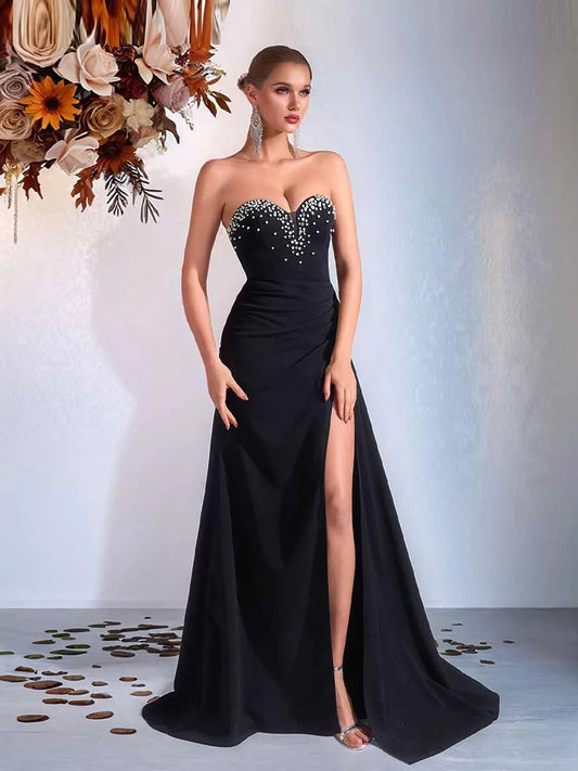 Matilda Elegant Rhinestone Light Luxury Maxi Dress