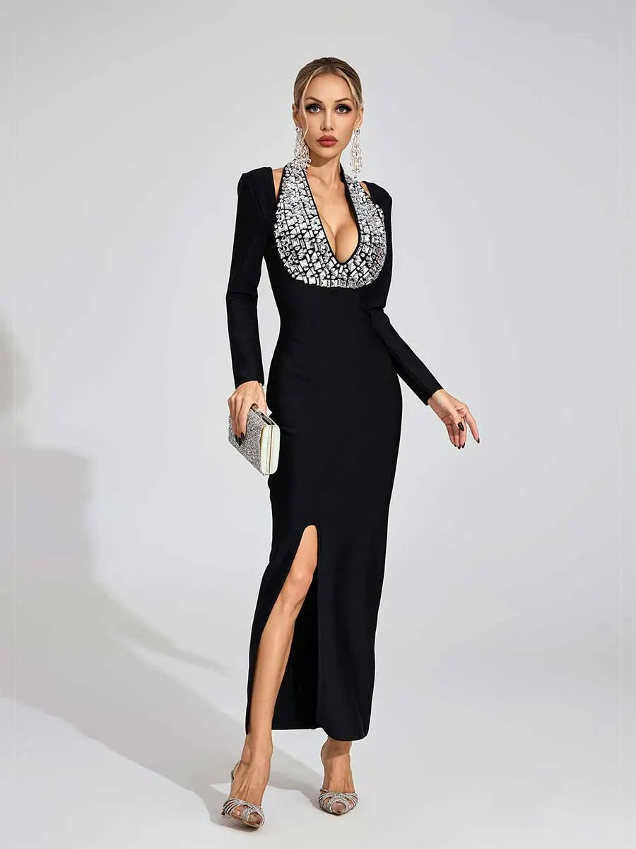 Aria Diamond Halter Maxi Dress