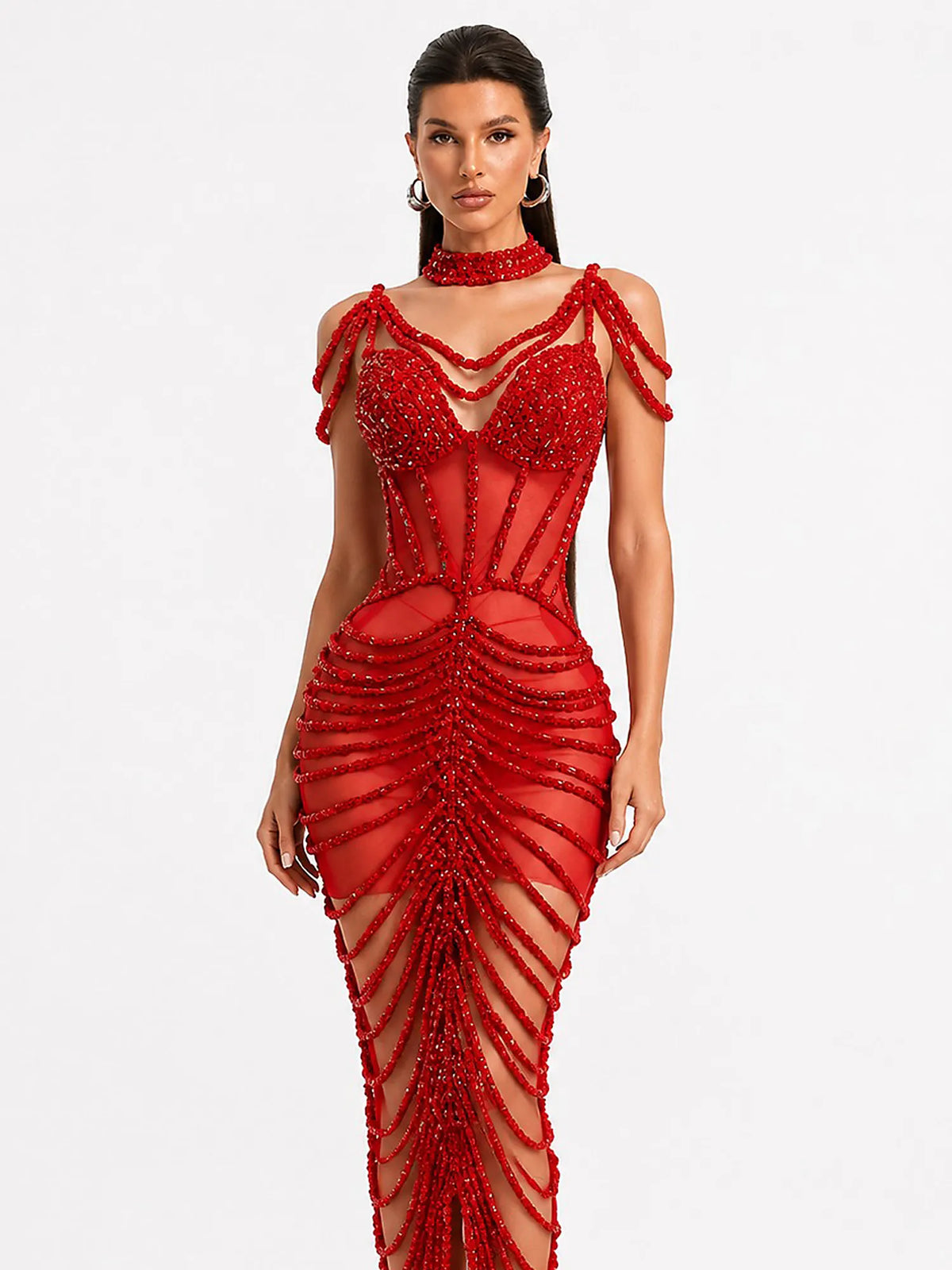 Olivia Rhinestone Cut-Out Maxi Dress