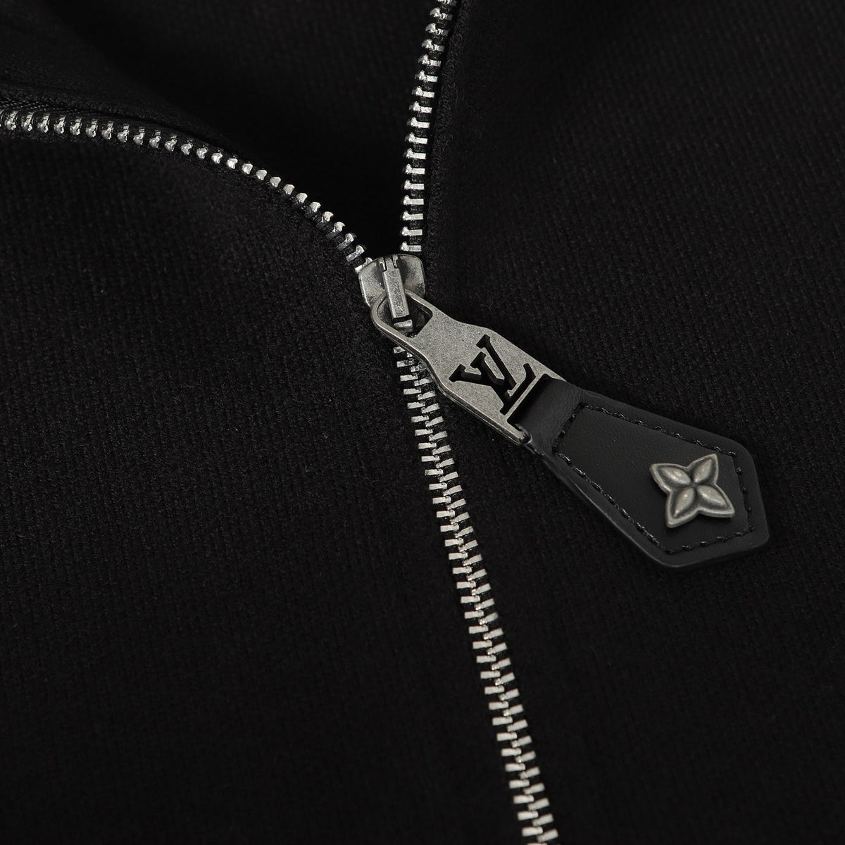 LV Leather Knit Wool Zip-Up Jacket 494212