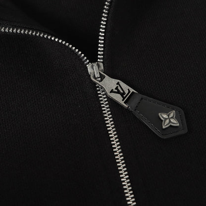 LV Leather Knit Wool Zip-Up Jacket 494212
