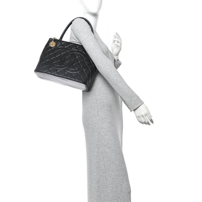 Caviar Quilted Medallion Tote Black
