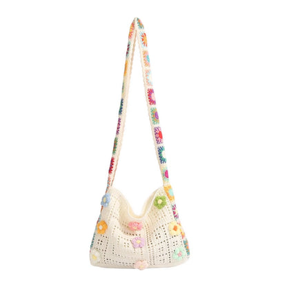 Cosbai - Floral Crochet Shoulder Bag - Summer Chic