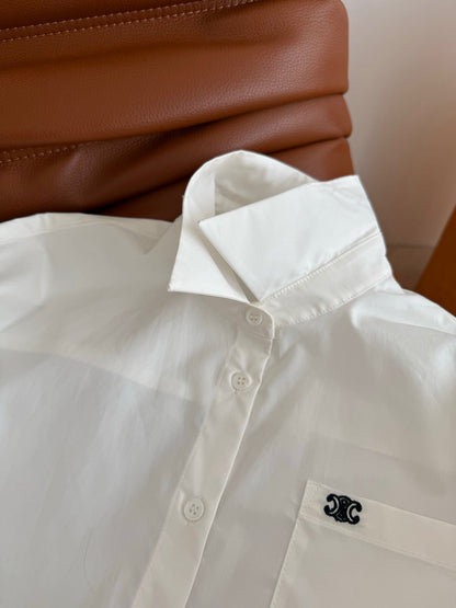 Celine 25 Lace Patchwork Shirt White Cotton