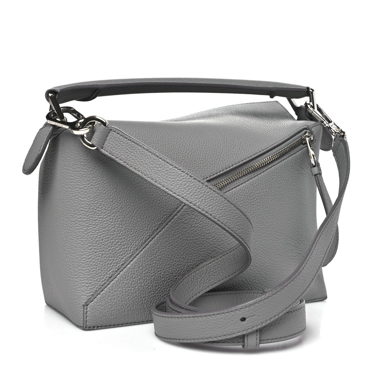 Soft Grained Calfskin Small Puzzle Edge Bag Pearl Grey