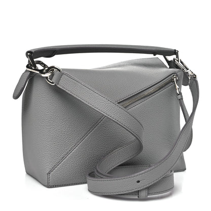 Soft Grained Calfskin Small Puzzle Edge Bag Pearl Grey