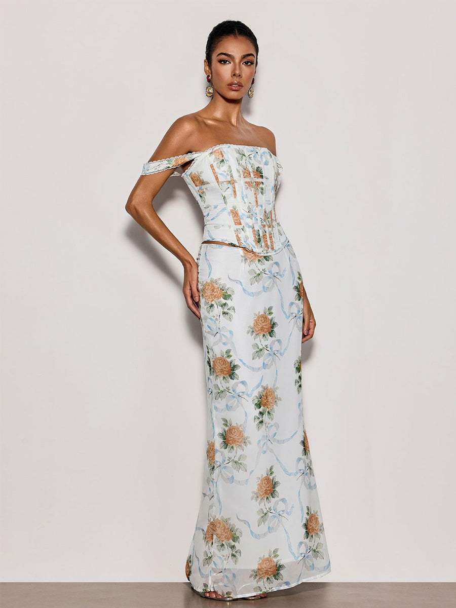 Zoey Off Shoulder Floral Maxi Dress