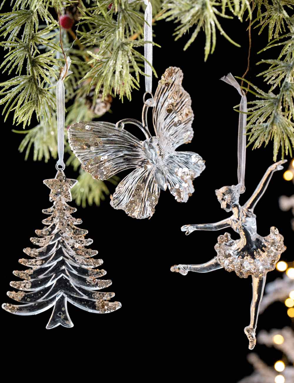 Snowflake Sequins Transparent Christmas Tree Hanging