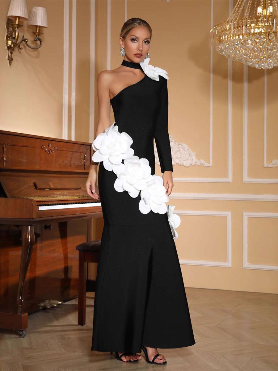 Celestia One Shoulder Bandage Maxi Dress