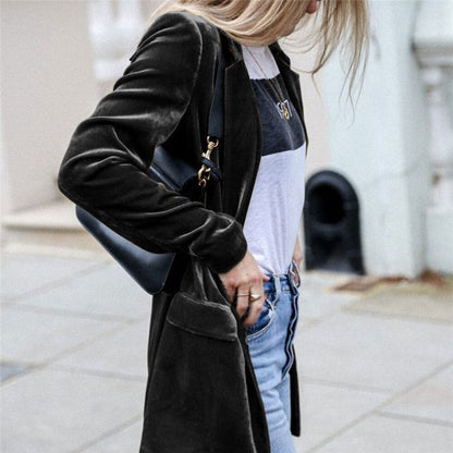 Solid Color Velvet Blazer