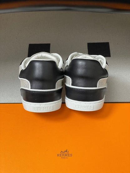 Hermes 26 Match Sneakers Black Gray in Calfskin 594336