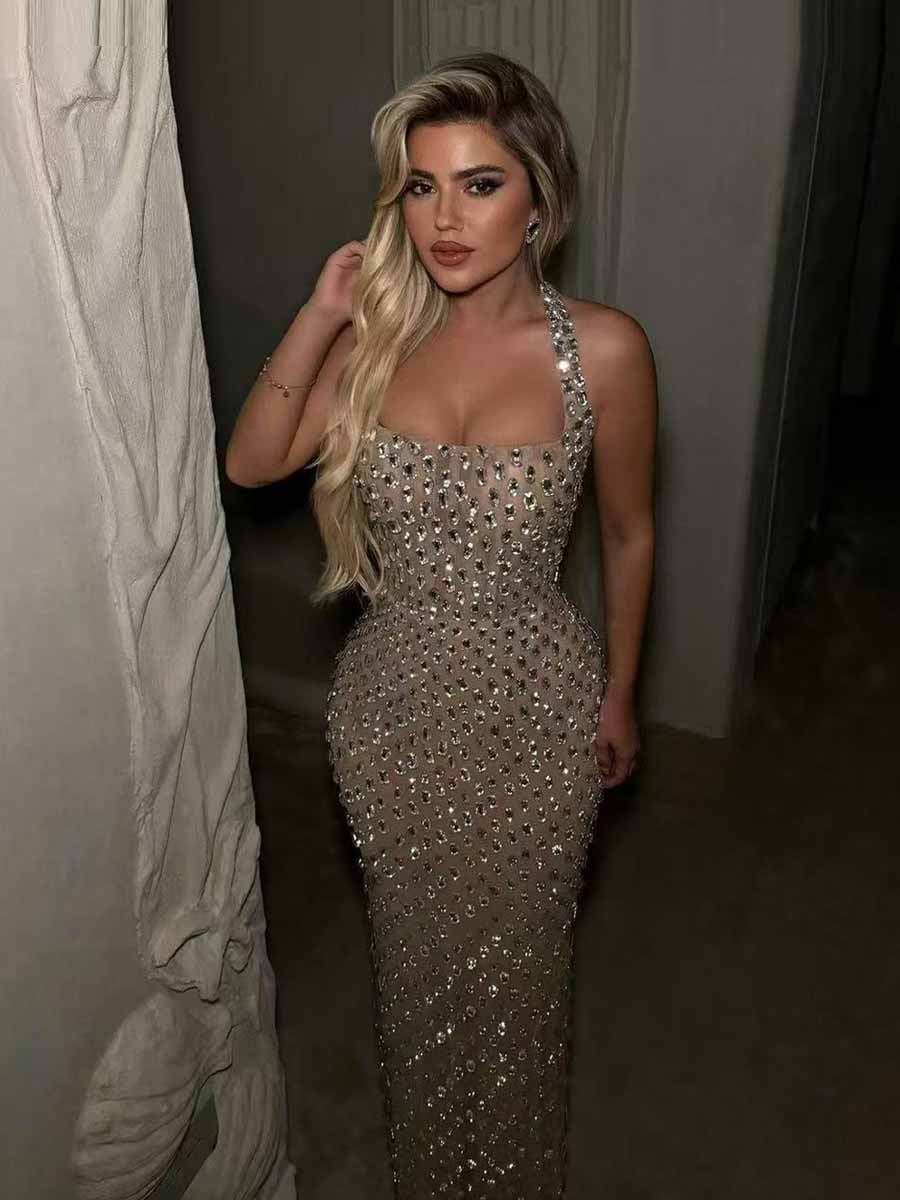 Celia Luxury Diamond Maxi Dress