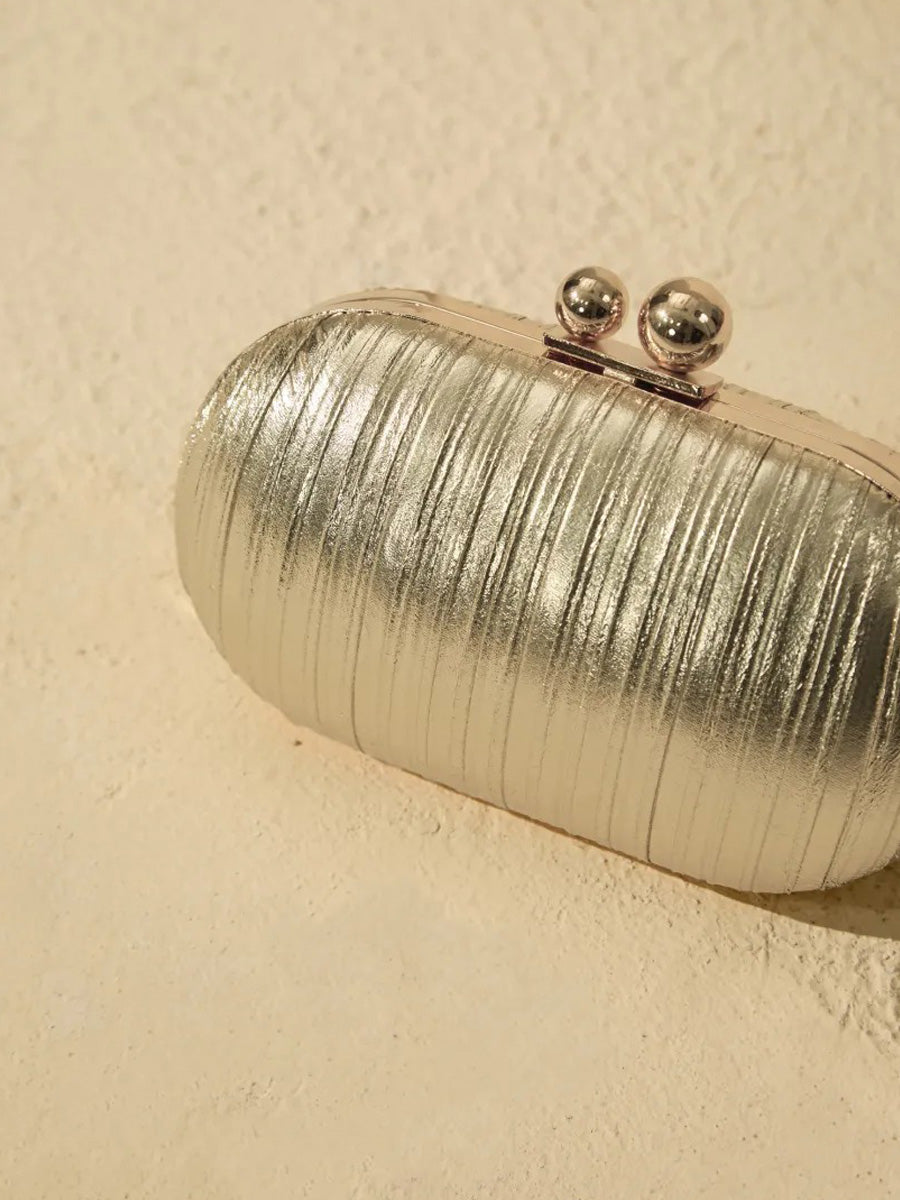 Daphne Pleated Texture Ball Clasp Clutch