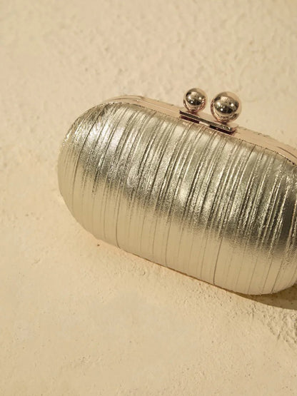 Daphne Pleated Texture Ball Clasp Clutch