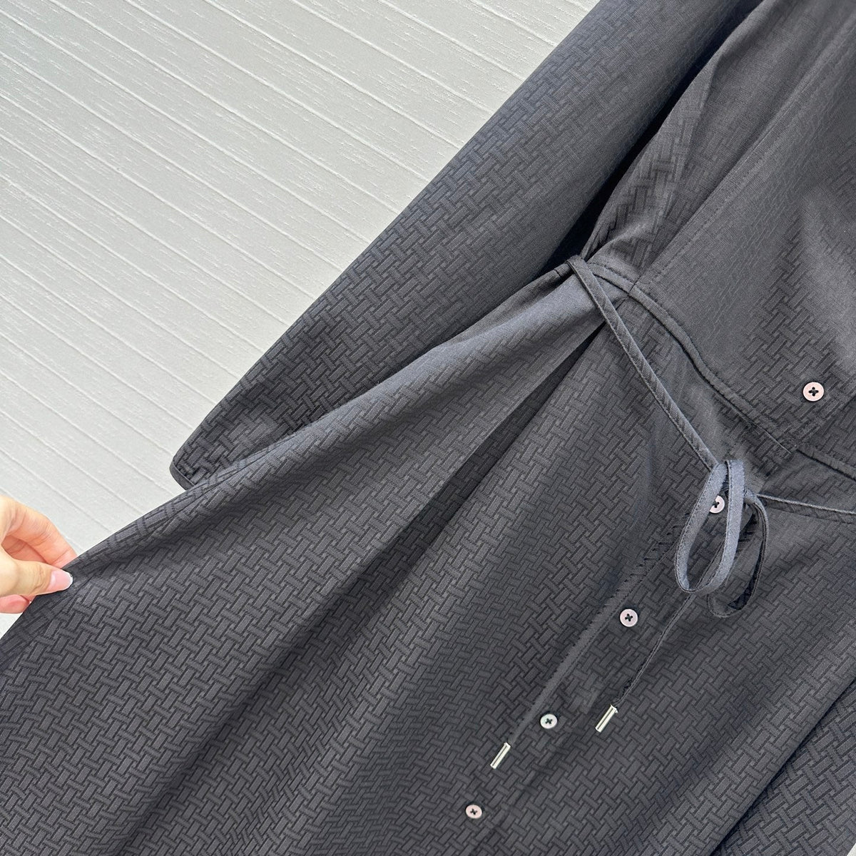 Hm Trench Coat H Dark Pattern Black Cotton